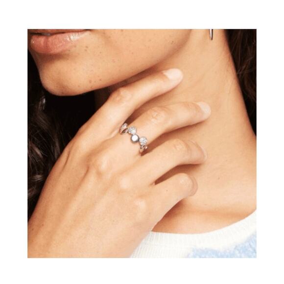 MARLYN SCHIFF Silver Disc Pave Adjustable Ring OS - Picture 5 of 6